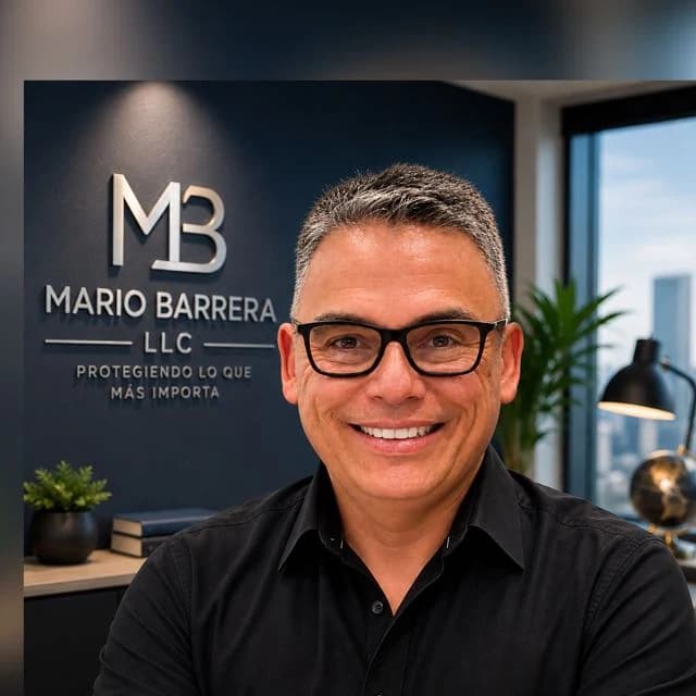 Mario Barrera, agente de seguros licenciado, en la oficina de Mario Barrera LLC